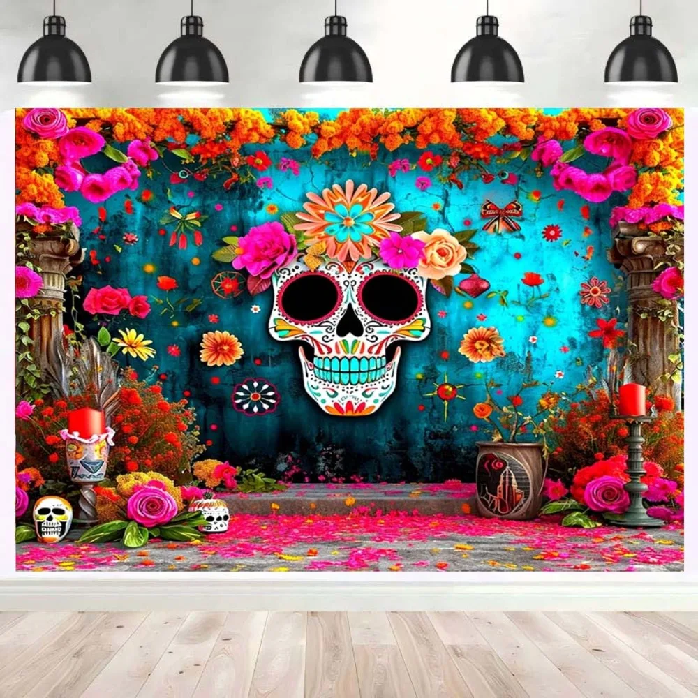 Tag der Toten Party Kulissen mexikanische Dia DE Los Muertos fotografischen Hintergrund Fiesta Zuckerschädel Dekor Banner Photo Booth Image