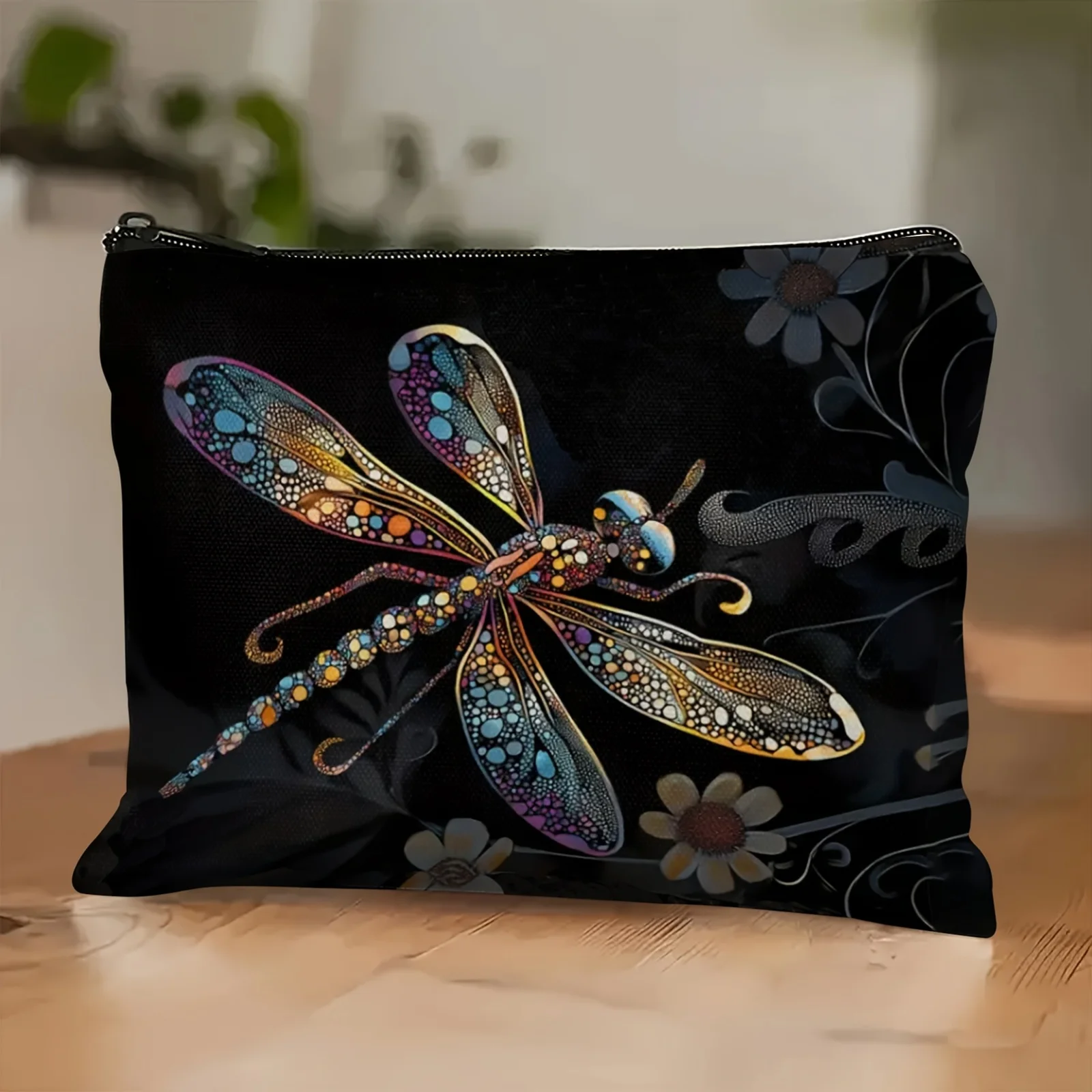 Eine Dragonfly-Make-up-Tasche – multifunktionale Damen-Reißverschlusstasche, Schmuck-Aufbewahrungstasche, perfekte Reise-Aufbewahrungstasche mit Reißverschluss. Image