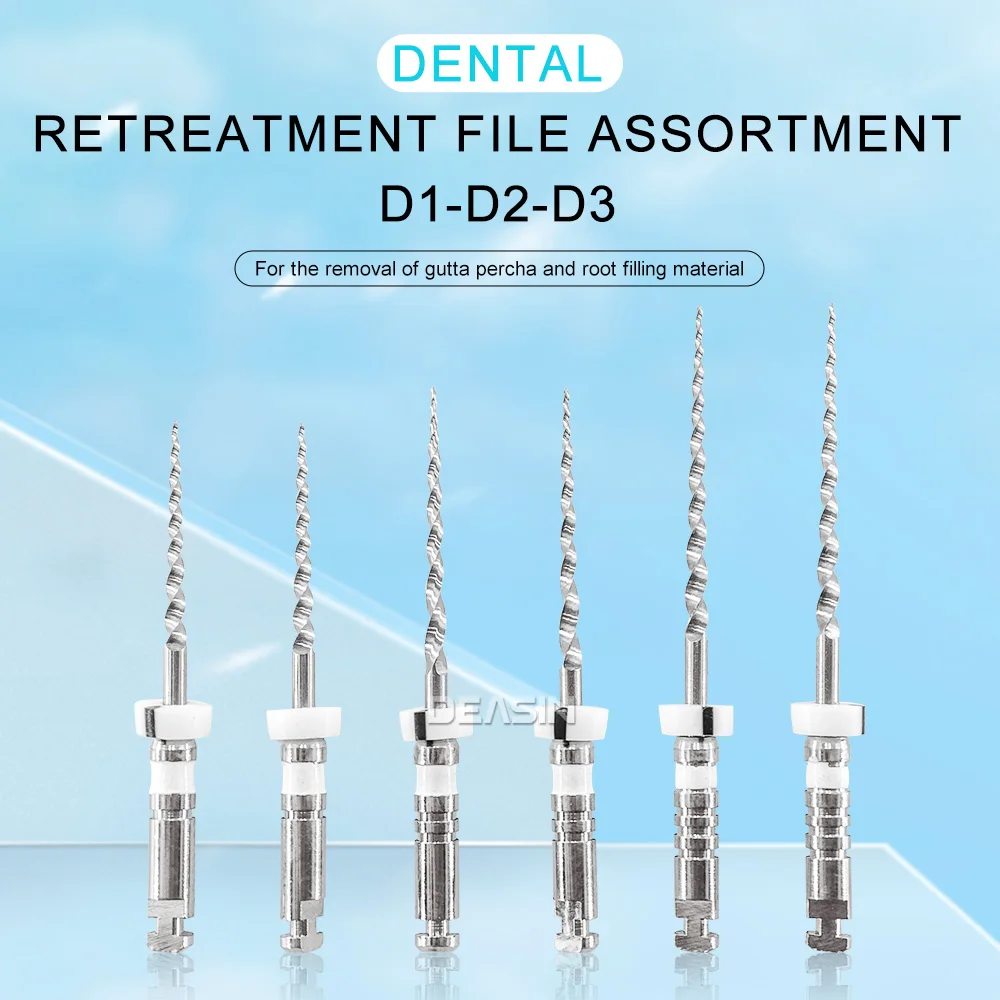 DEASIN Dental Retreatment Engine Root Canal NiTi File D1-D3 Remove Filling Material Before Canal Re-shaping 6pcs/Box Image