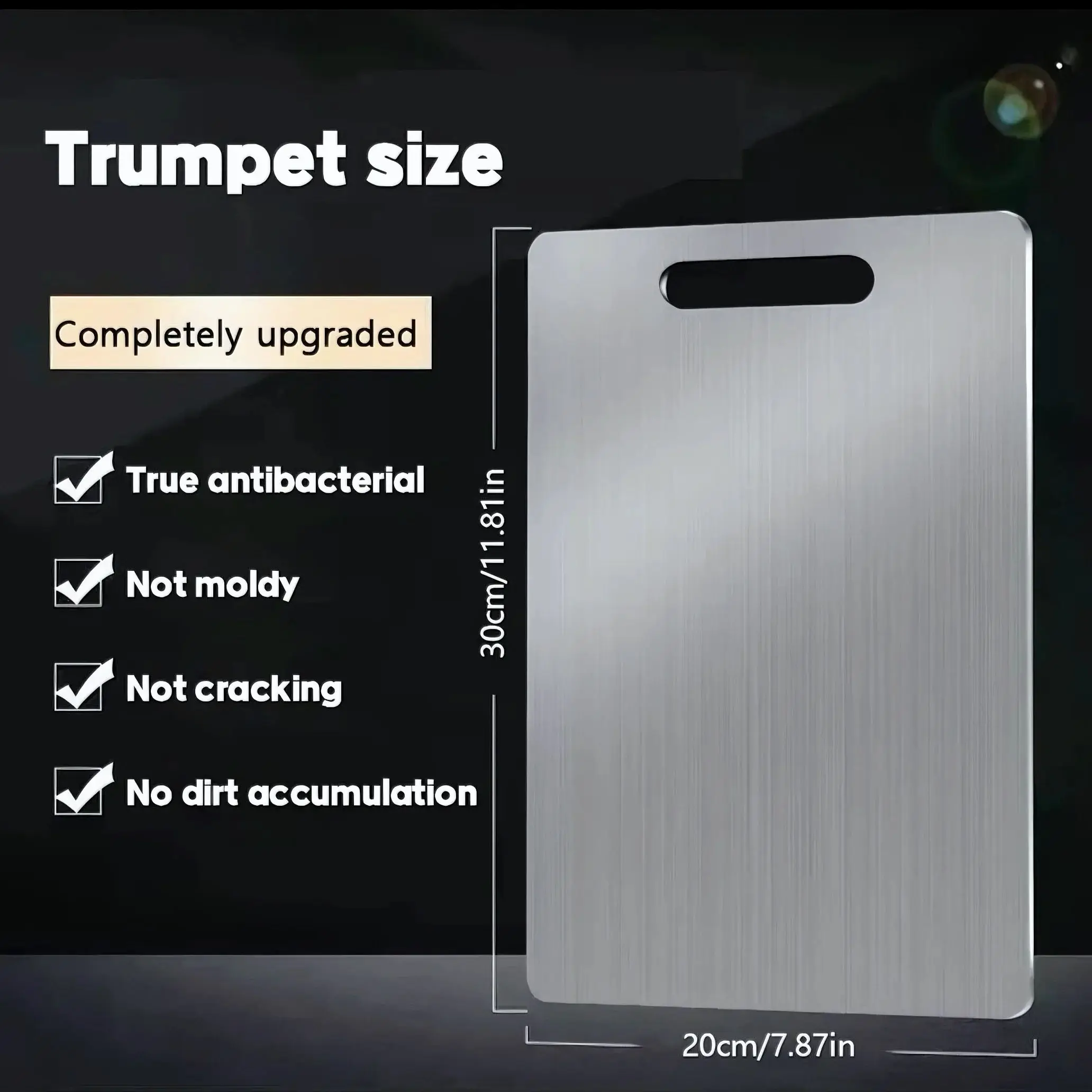 Titanbeschichtetes Edelstahl-Schneidebrett 316, doppelseitiges, tragbares Küchen-Schneidebrett in Lebensmittelqualität für Obst und Fleisch Image