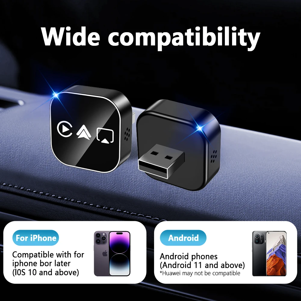 Kabelloser Carplay Mirror Link Adapter 4-in-1 2026 Upgrade Android Auto Airplay WiFi Bluetooth 5 USB Plug-and-Play Image