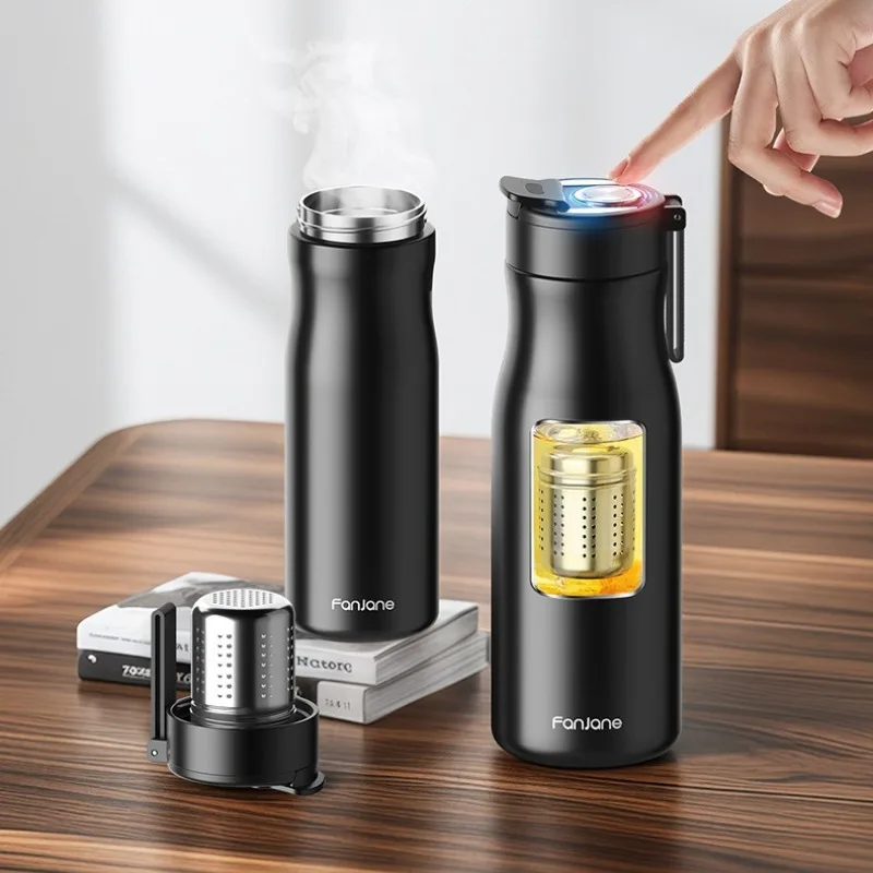 Upgrade 500 1000 ml Thermosflasche Tasse mit magnetischem Tee-Ei Kaffee Edelstahl Vakuumflasche hält kalt heiß Werbegeschenk Image