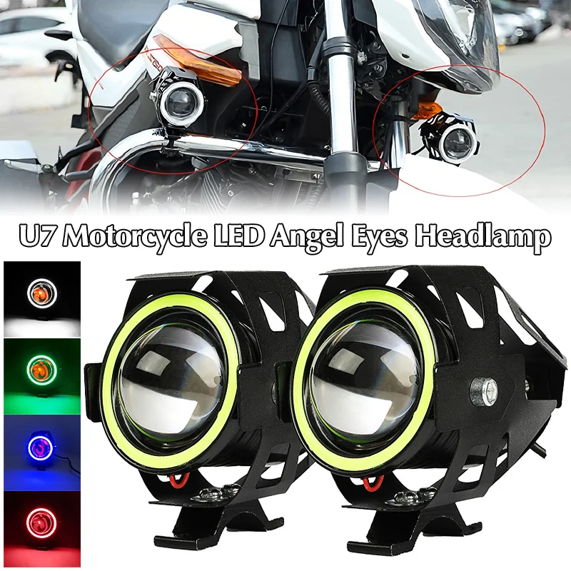 Faro LED per Moto Angel Eye U7, Faretto U7 Angel Eyes, Mini Lampada di Guida, Luci a Occhio di Angelo per Faro LED Moto