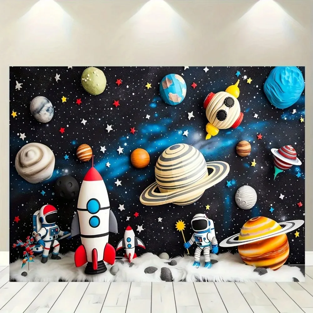 Weltraum Alles Gute zum Geburtstag Hintergrund Universum Planet Galaxy Raumschiff Astronaut Blast Off Rakete Babyparty Fotohintergrund Image