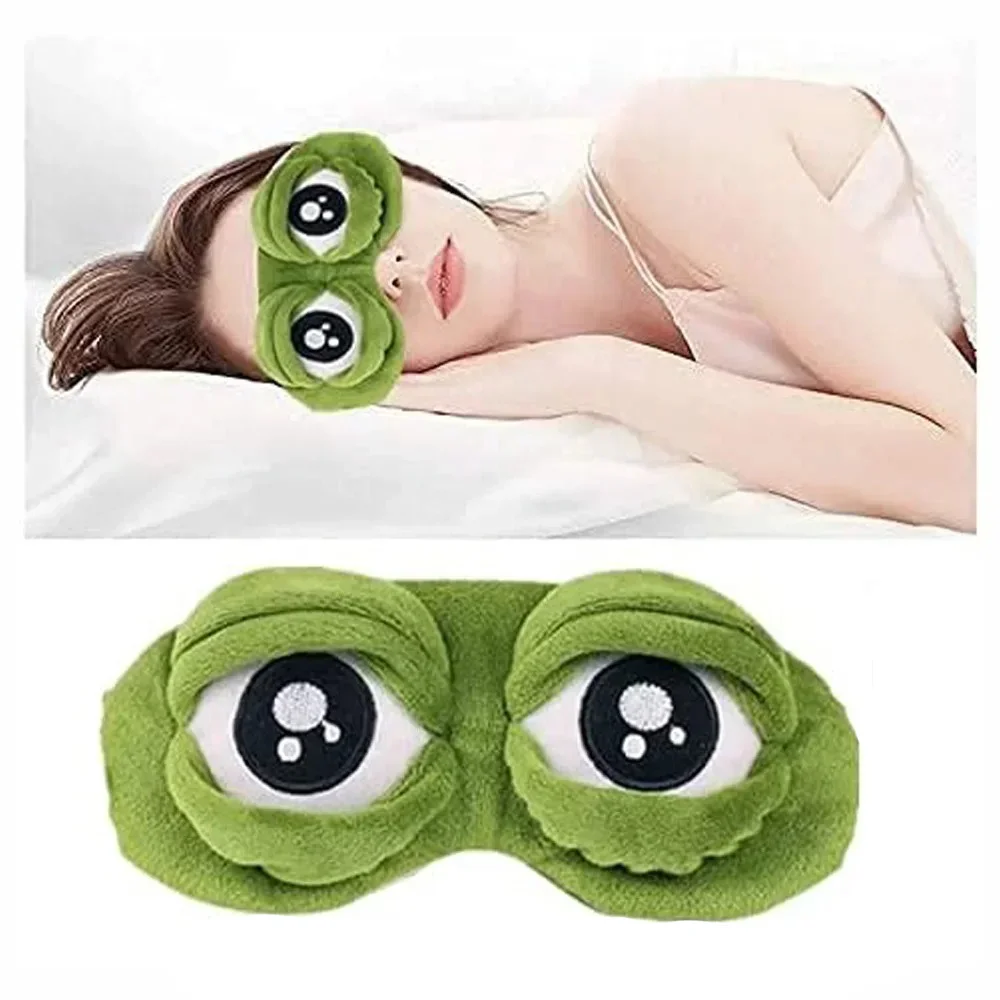 Cartoon-Frosch-Schlafmaske, 3D-weiche Augenklappe, tragbare Augenbinde für Reisen, Büro, Schlafen, natürliche Schattenabdeckung für Männer und Frauen Image