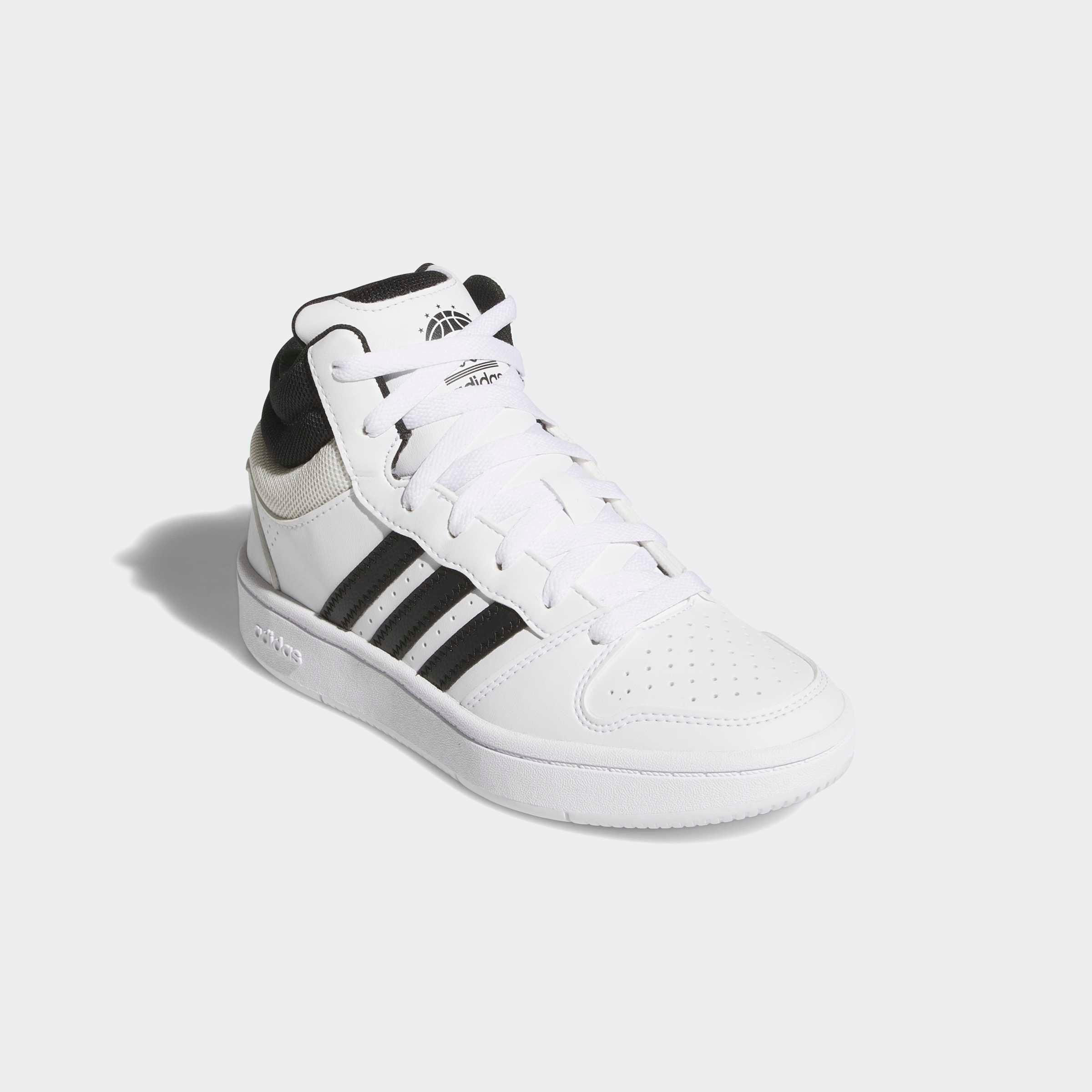Sneaker ADIDAS SPORTSWEAR "HOOPS MID CLASSIC", Damen, Gr. 35,5, cloud weiß, core schwarz, orbit grau, Synthetik, Schuhe Sneaker, für Kinder & Jugendliche