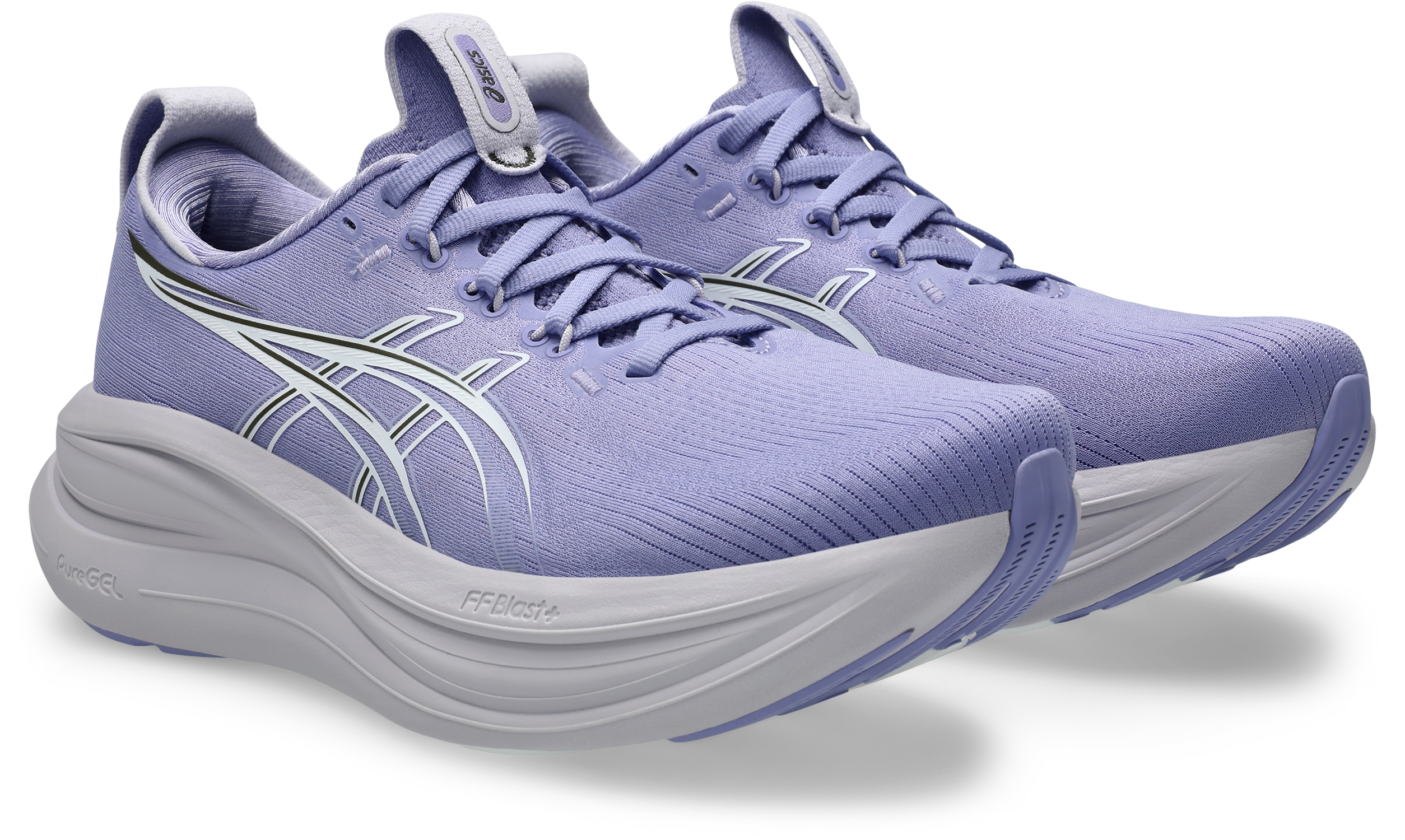 Laufschuh ASICS "GEL-NIMBUS 28", Damen, Gr. 39, blaubell, weiß, Synthetik, Schuhe Laufschuh