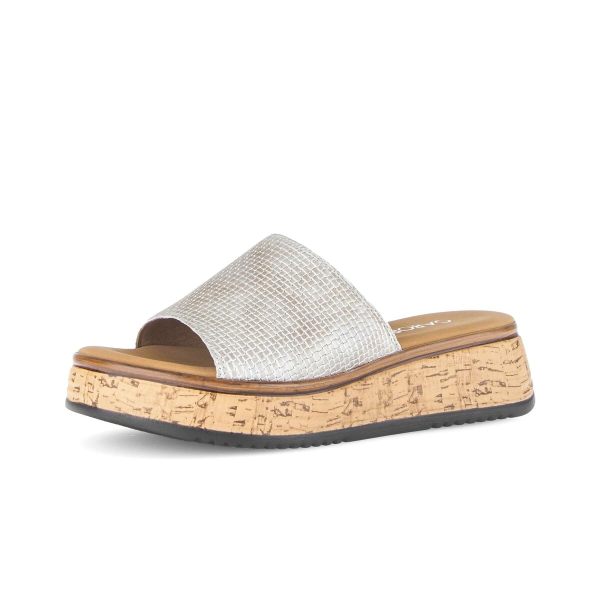 Pantolette GABOR "Pantolette Effektleder", Damen, Gr. 37,5, beige, Schuhe Pantolette