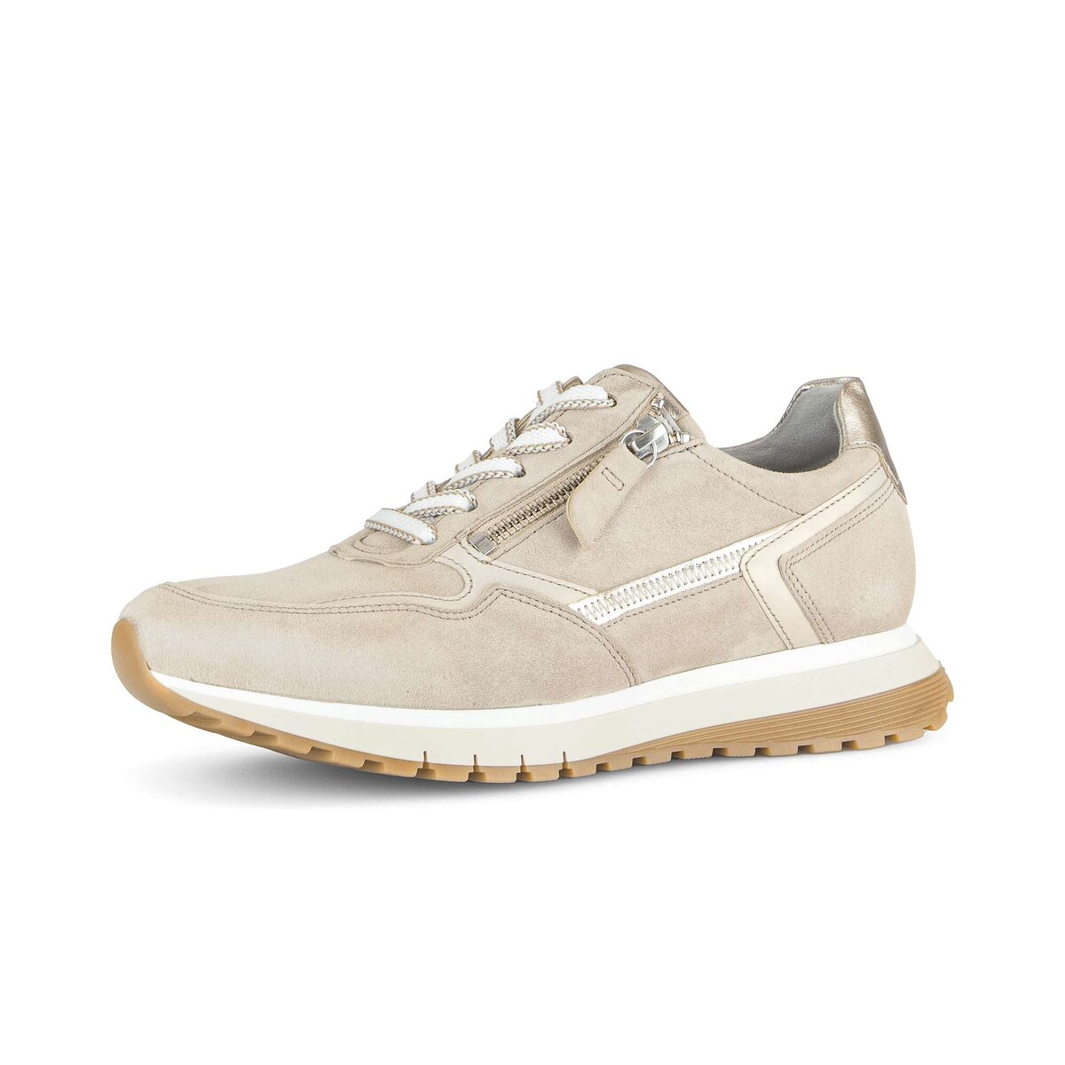Sneaker GABOR "Sneaker low Rauleder", Damen, Gr. 40,5, beige, Schuhe Sneaker