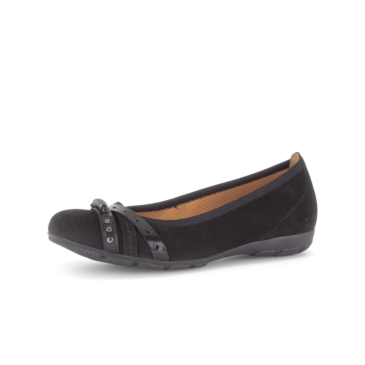Ballerina GABOR "Eleganter Ballerina Rauleder", Damen, Gr. 39, schwarz, Schuhe Ballerina