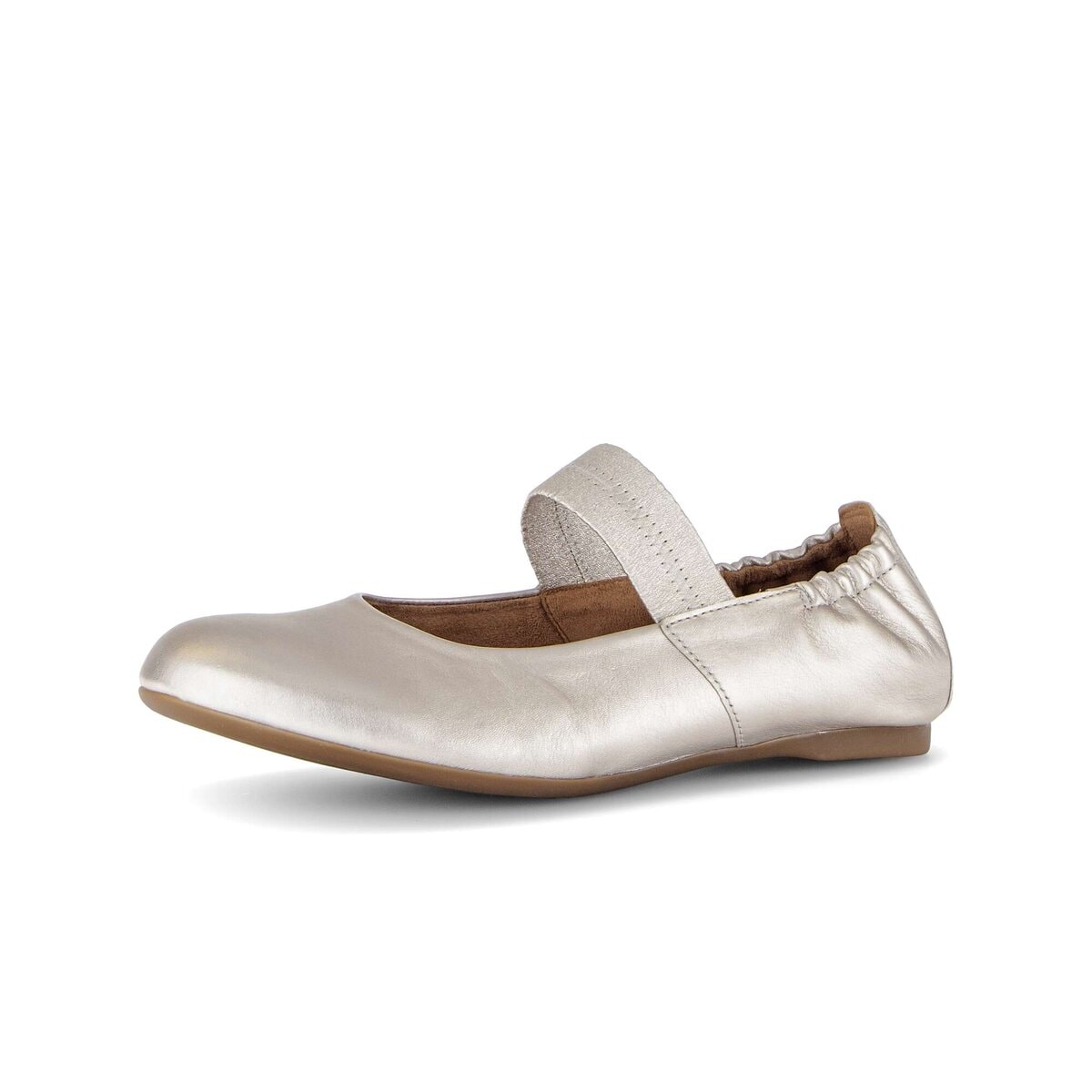 Ballerina GABOR "Eleganter Ballerina Effektleder", Damen, Gr. 40,5, gold, Schuhe Ballerina