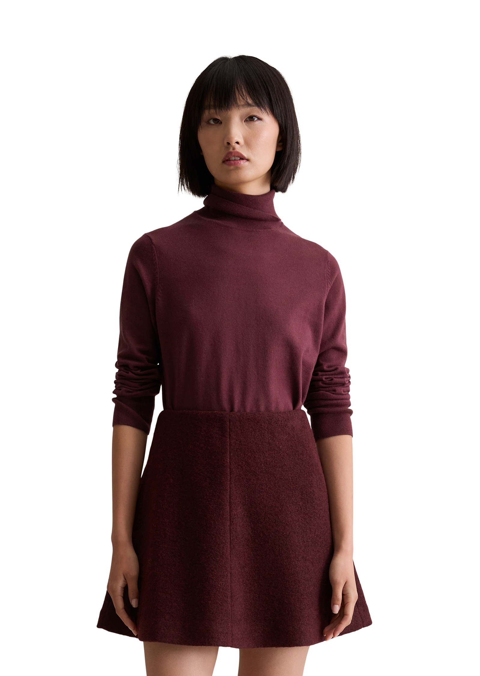 Webrock MARC O'POLO DENIM "aus Boiled Wool", Damen, Gr. XL, schwarz maroon, Obermaterial: 50% Wolle, 50% Polyester, unifarben, normal kurz, Röcke Image