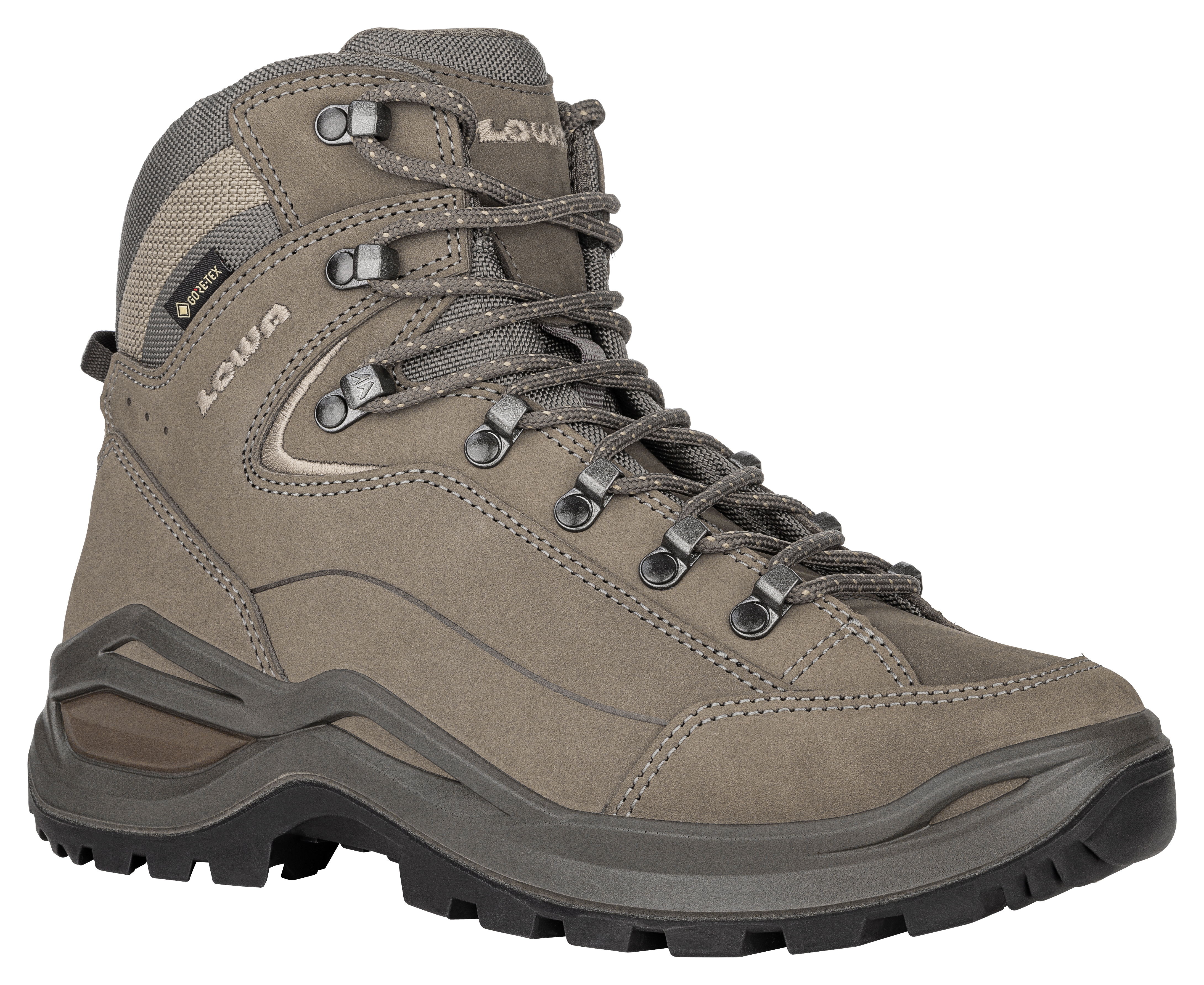 Wanderschuh LOWA "RENEGADE EVO GTX MID WS", Damen, Gr. 40, stein, Leder, Schuhe Wanderschuh, wasserdicht, winddicht,atmungsaktiv dank GORE-TEX Membrane
