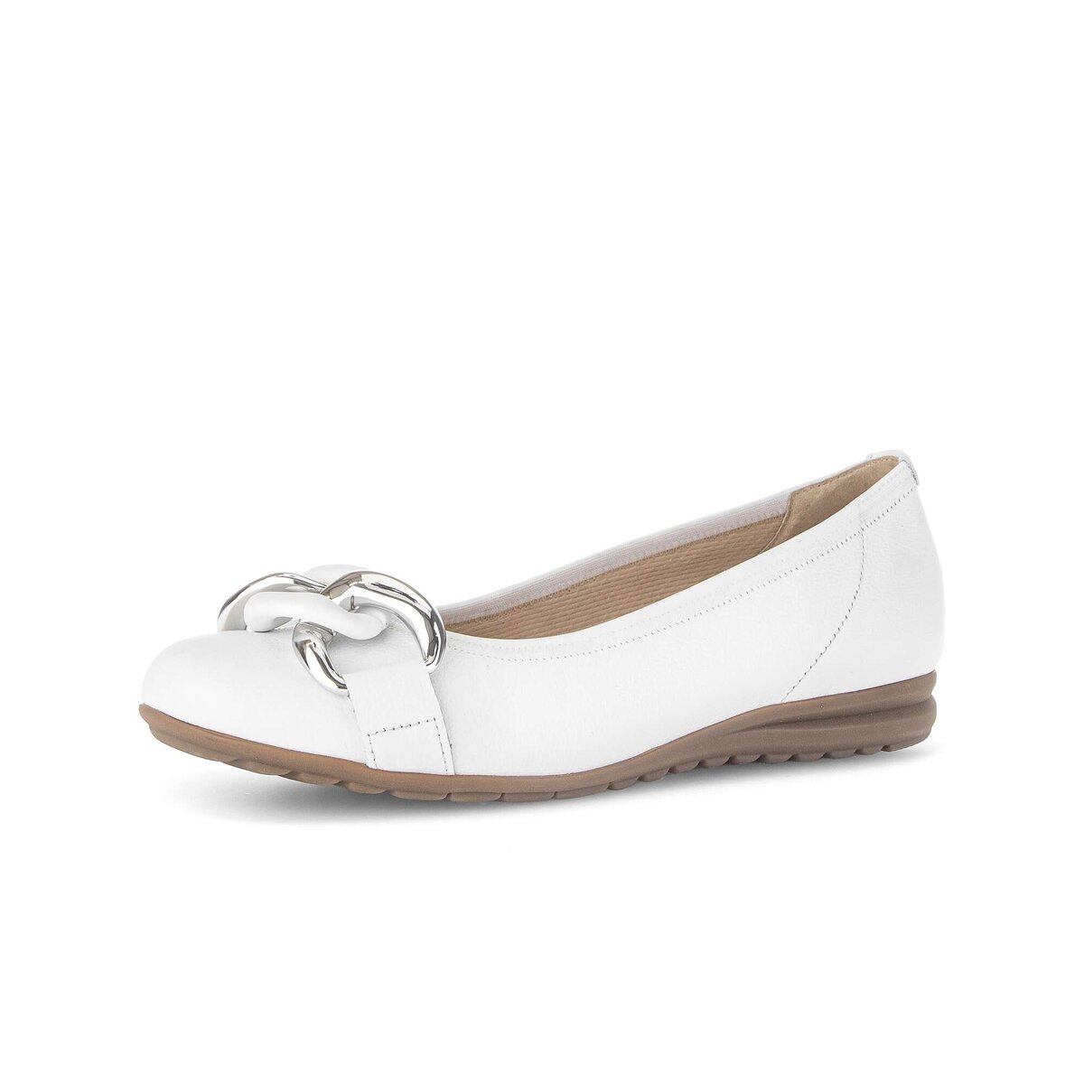 Ballerina GABOR "Sportliche Ballerina", Damen, Gr. 40, weiß, Schuhe Ballerina