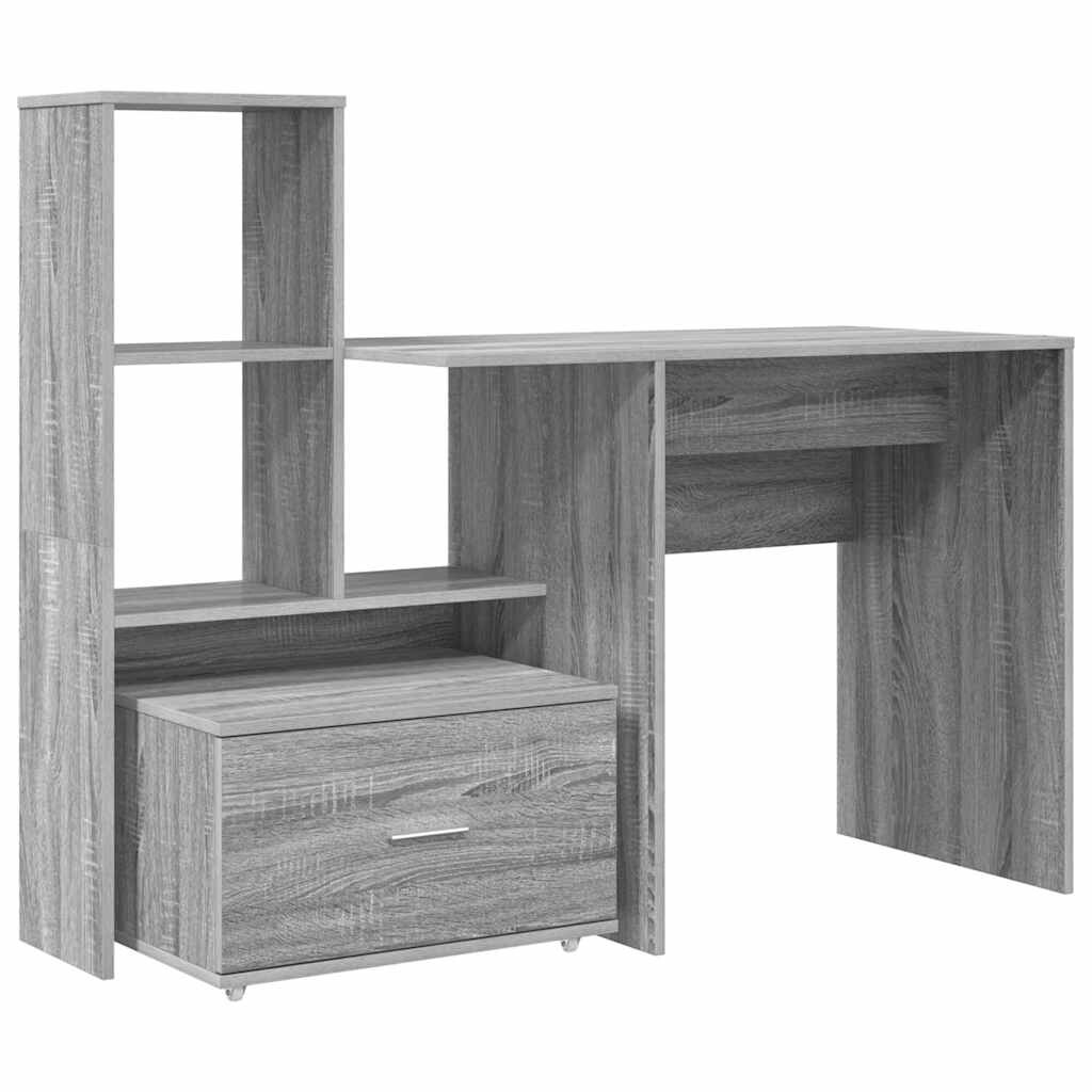 vidaXL Schreibtisch Graues Sonoma 131,5 x 50 x 106,5 cm Holzwerkstoff Image