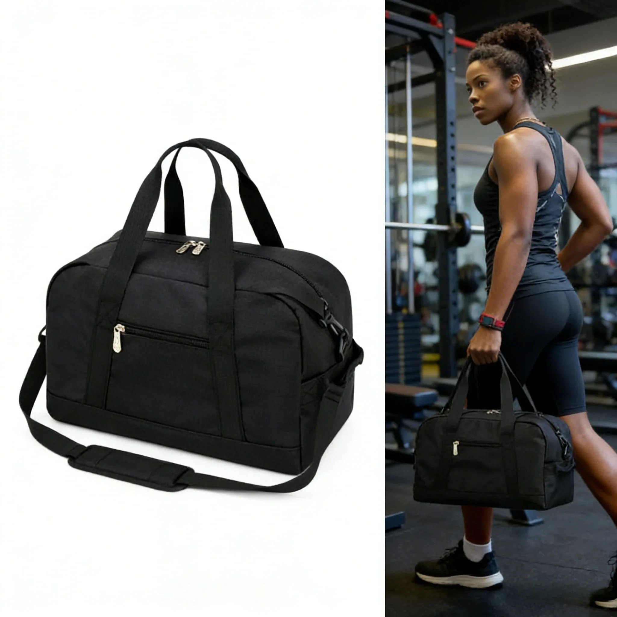 Sac de fitness multifonctionnel, sac de yoga de grande capacité, sac de sport imperméable à bandoulière réglable pour voyage et sport