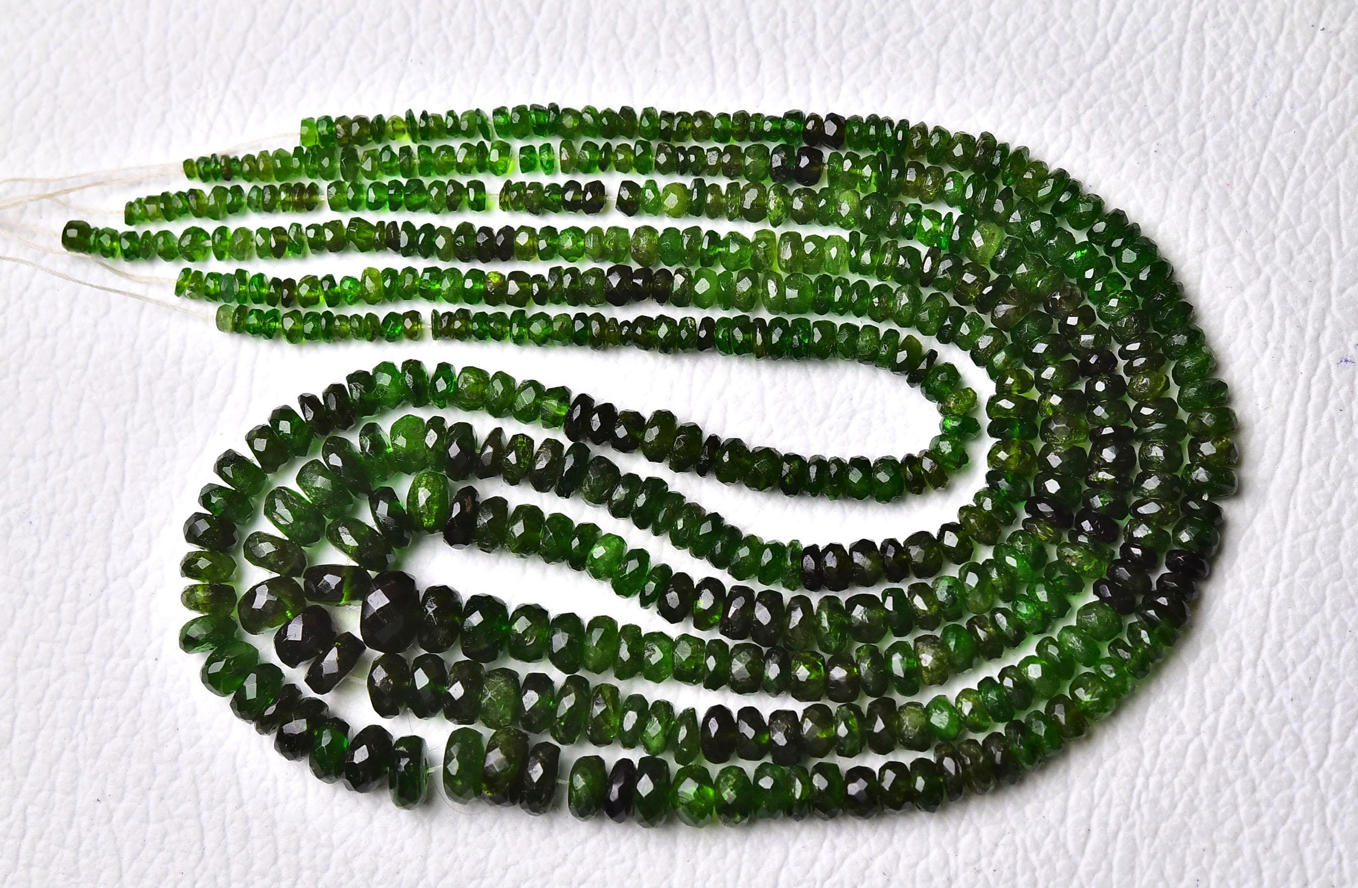 Filo da 15 pollici di rondelle di cromo diopside naturale da 3 mm a 8 mm di rondelle sfaccettate, perline di cromo diopside rare, perline di pietre pr