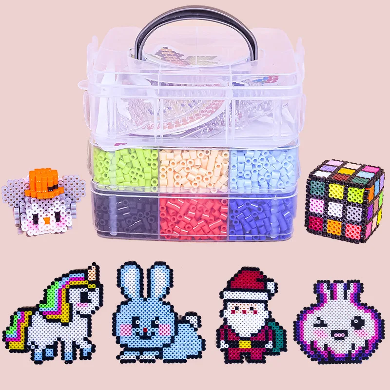 5 mm 9000 Stück mehrschichtiges Set aus Bohnen-Spleißen und Bohnen-Spleißen, 3D-Cartoon-Puzzle, Puzzle, Hama-Perlen-Spleißen, DIY-Spielzeug Image