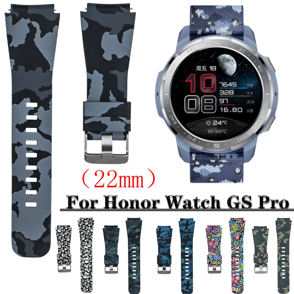 Per Honor Watch GS Pro Strap Magic Watch 2 46mm modello mimetico cinturino in silicone cinturino sportivo cinturino 22mm cinturino