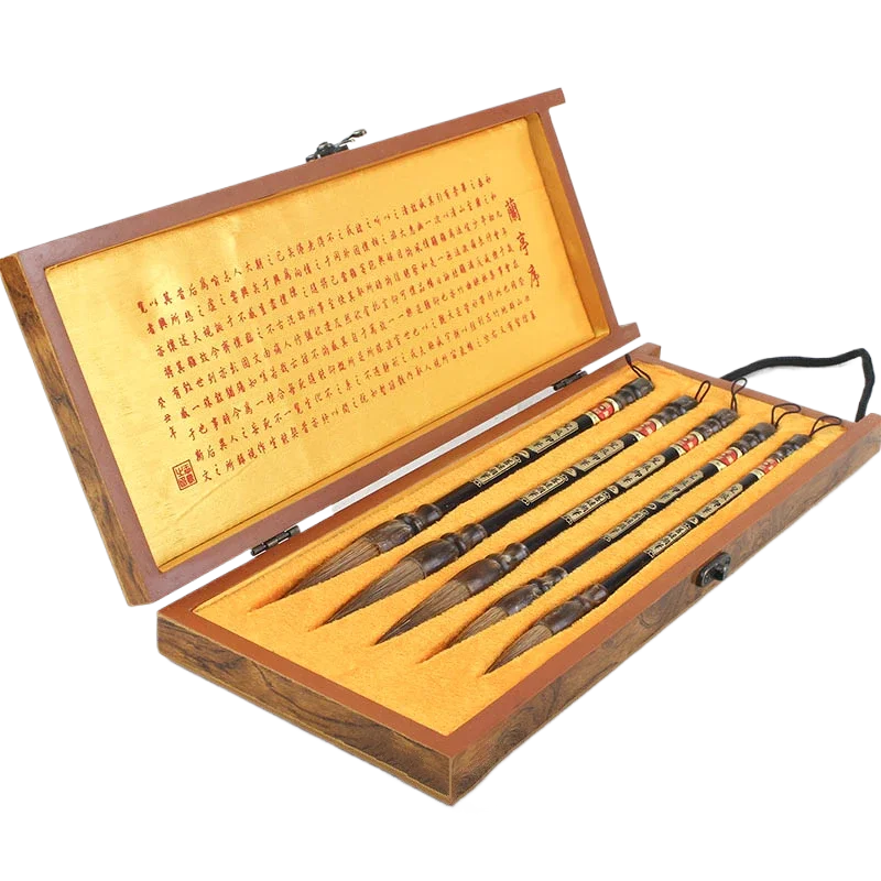 Kalligraphie-Pinselstift mit Geschenkbox, traditionelle chinesische Malerei, Kalligraphie-Pinsel-Set, Wieselhaar, regelmäßiger Script-Pinselstift Image