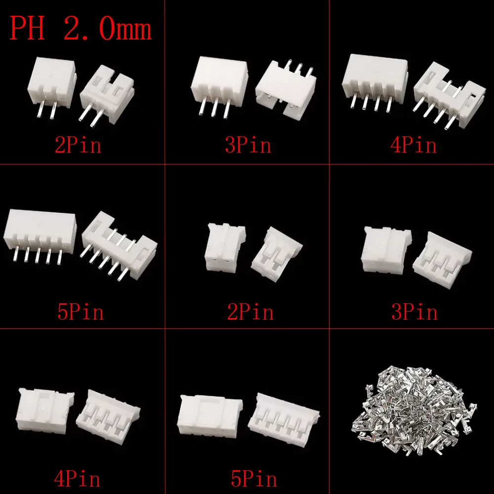 50/100Pcs Pitch 2,0mm JST Kunststoff Gehäuse Steckdose PH2.0 2Pin 3Pin 4Pin 5 Pin Shell terminal Männlich Weiblich Pin Header Stecker Image