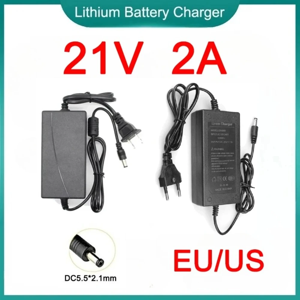 Universelles Lithium-Batterieladegerät 21V 2A Netzteil DC-Anschluss Inline-Stecker 18650 Batterieladegerät EU US Stecker Image