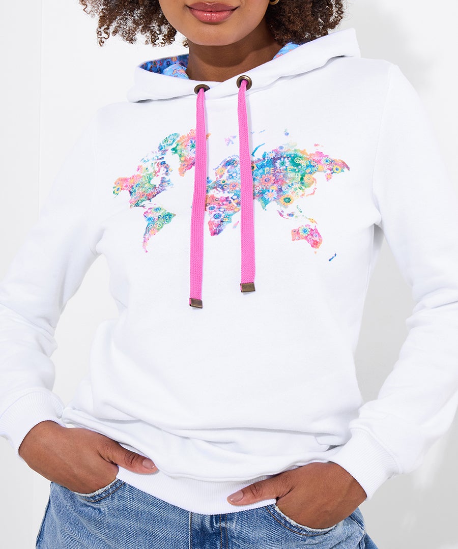 Plus Size Women's Graphic Hoodie by Joe Browns in Globetrotter (Size S)