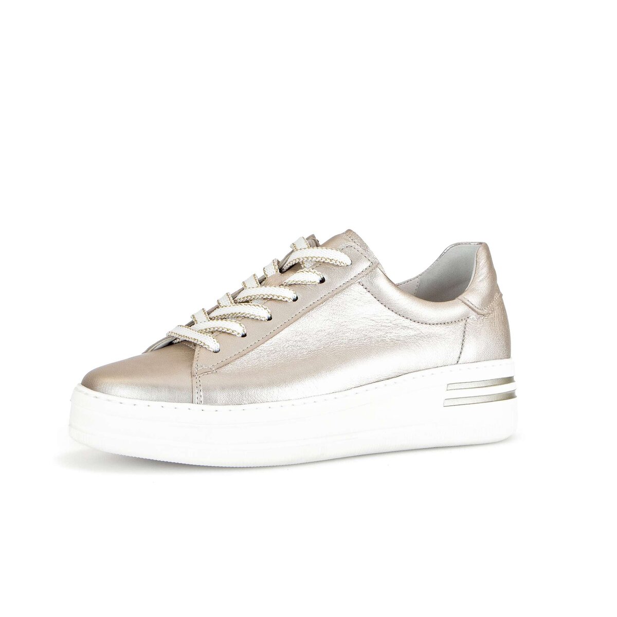 Sneaker GABOR "Sneaker low Effektleder", Damen, Gr. 42, gold, Schuhe Sneaker