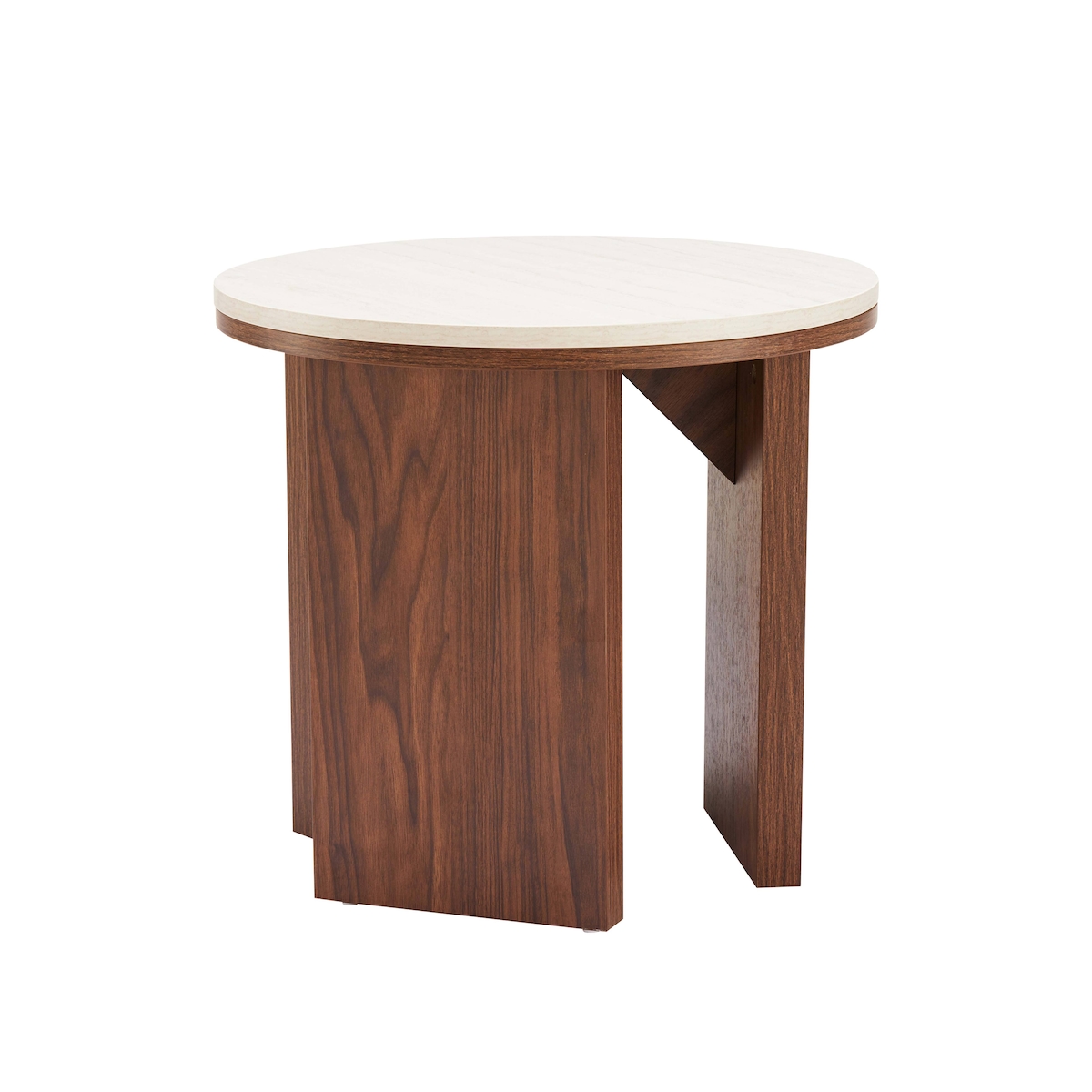 Oviala Business Runder Couchtisch in Holzoptik, 50 cm Durchmesser, dunkles Holz Image