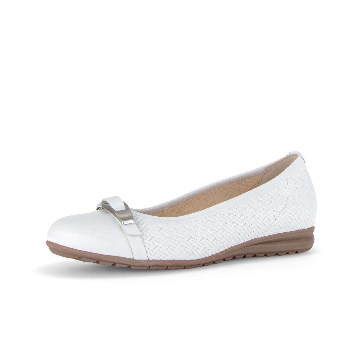 Ballerina GABOR "Eleganter Ballerina Glattleder", Damen, Gr. 43, weiß, Schuhe Ballerina