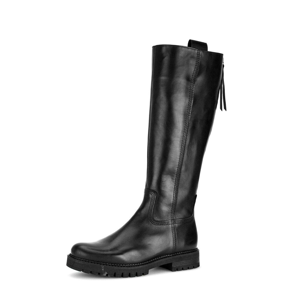 Reitstiefel GABOR "Reiterstiefel Glattleder", Damen, Gr. 38,5, schwarz, Schuhe Reitstiefel