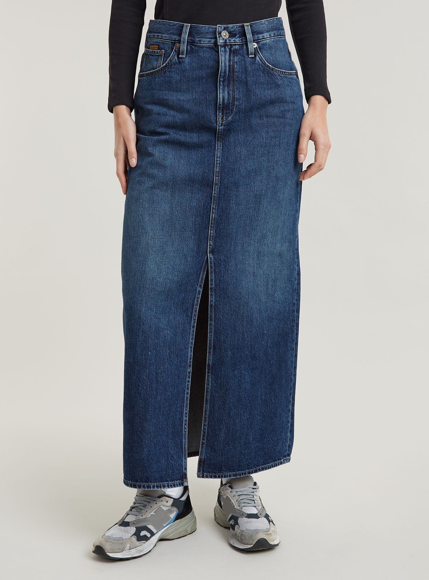 Jeanskleid G-STAR "Viktoria Long Rock", Damen, Gr. 24, Normalgrößen, worn in waterspouts, Obermaterial: 100% Baumwolle, Kleider