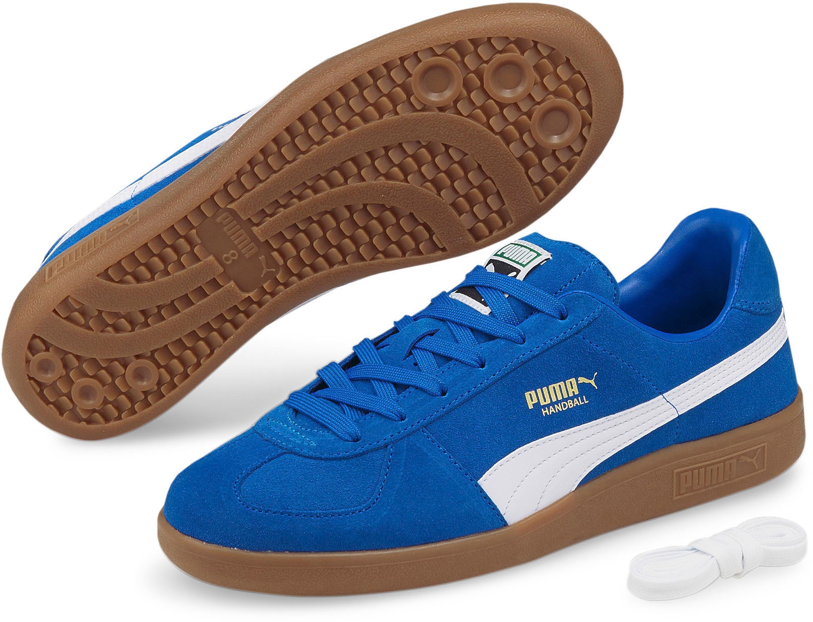 Handballschuh PUMA "Handball", Damen, Gr. 40, blau (puma royal, puma weiß, gum), Leder, mehrfarbig, Schuhe