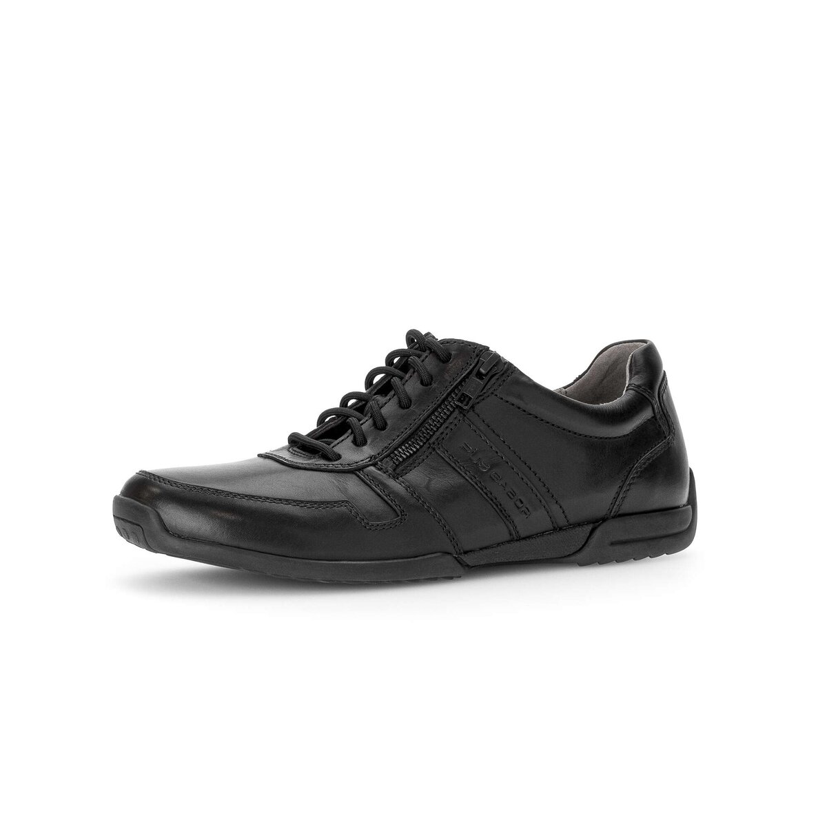 Sneaker GABOR "Gabor Sneaker low Glattleder", Herren, Gr. 46,5, schwarz, Schuhe Sneaker