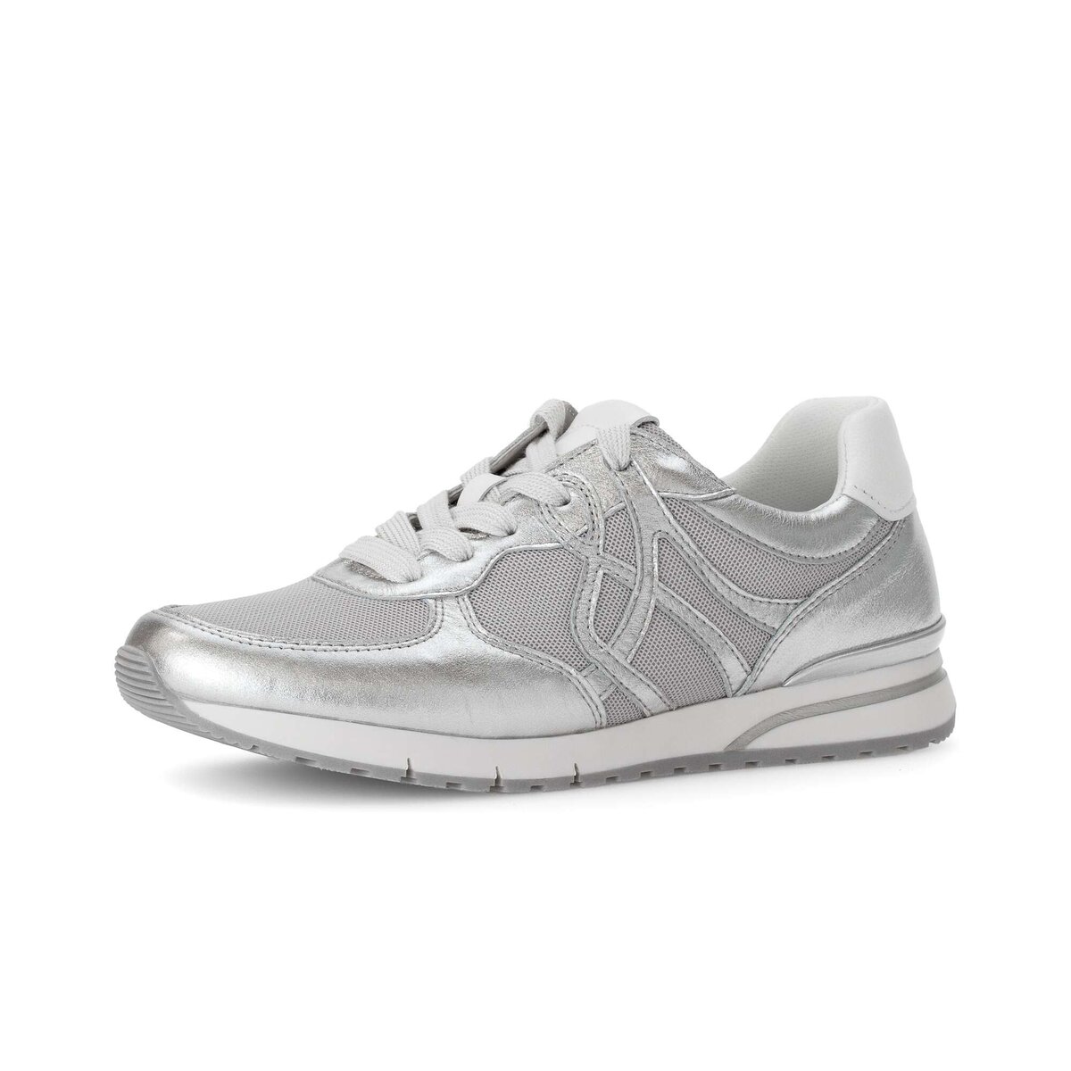 Sneaker GABOR "Sneaker low Materialmix Leder/Lederimitat", Damen, Gr. 35,5, grau, Schuhe Sneaker