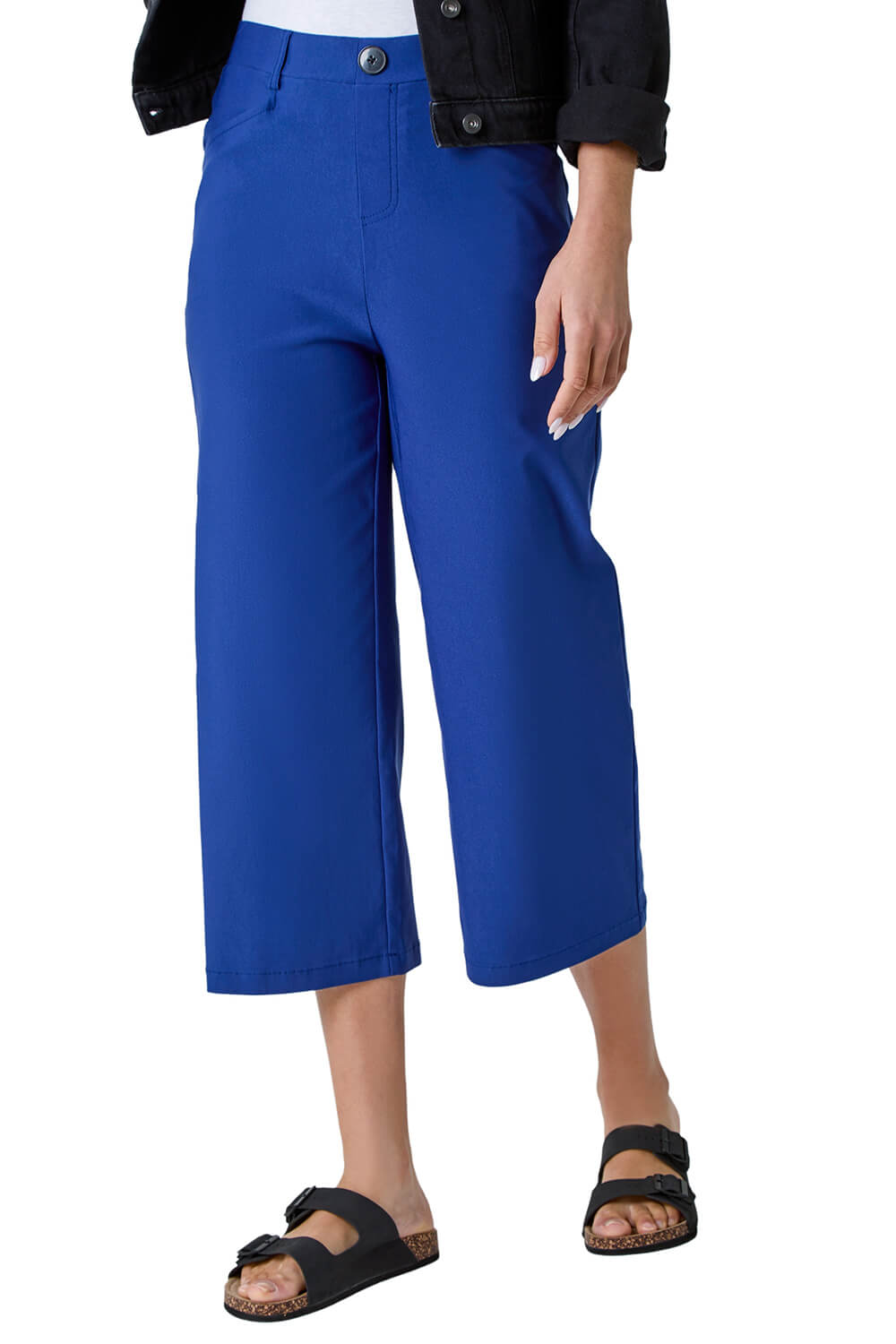 Roman Womens Cropped Stretch Culotte - Blue - Size 10 UK | Roman Sale | Discount Designer Brands