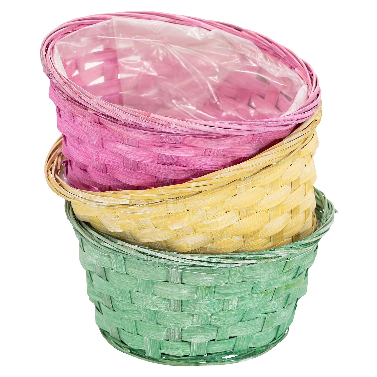 Körbchen aus Bambus, pastell, 3 Stück