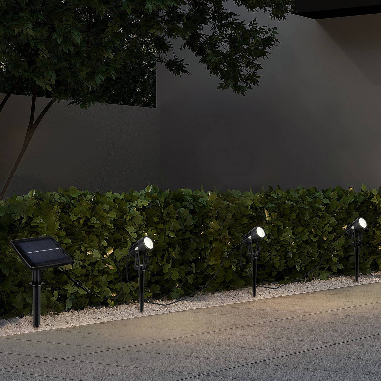 Reality Leuchten Solar-Strahler Obidos, schwarz matt, Aluminium, 3er Obidos, schwarz, Aluminium, LED Außenleuchte