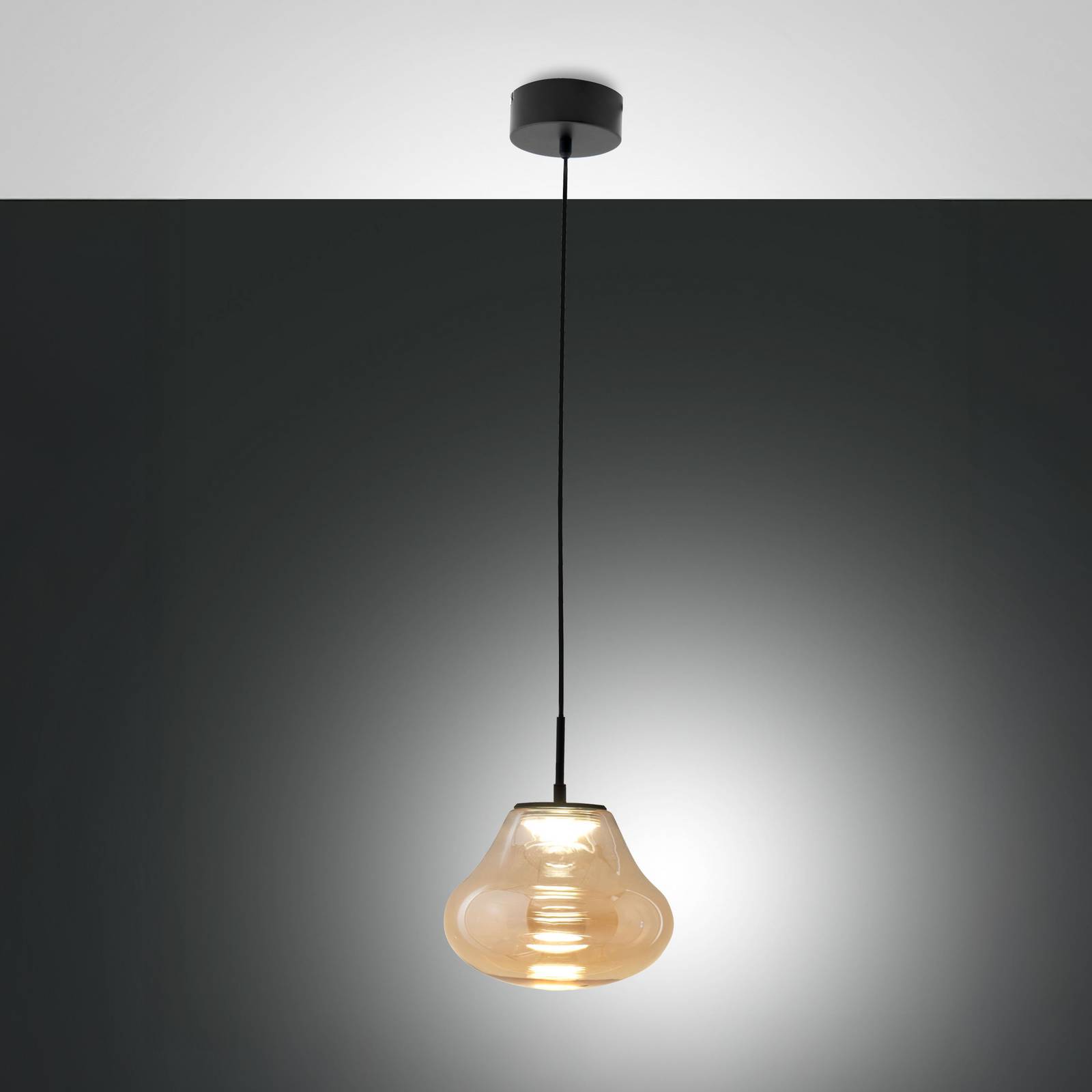 Fabas Luce Glas Hängelampe Deva, dimmbar, creme / amber, für Wohn- / Esszimmer, Glas, Modern, Pendelleuchte