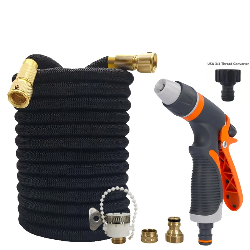 Gartenschlauch, erweiterbar, Hochdruck-Wasserpistole, verstellbar, 1/2-Zoll-Anschluss, geeignet für Gartenbewässerung und Reinigungszubehör Image
