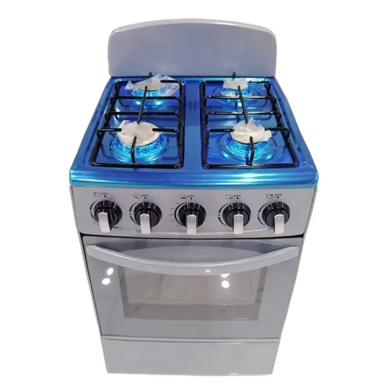 Edelstahl-Gasofen, Gasherd, professioneller 4-Brenner-Gas-Vertikalkocher mit Ofen Image