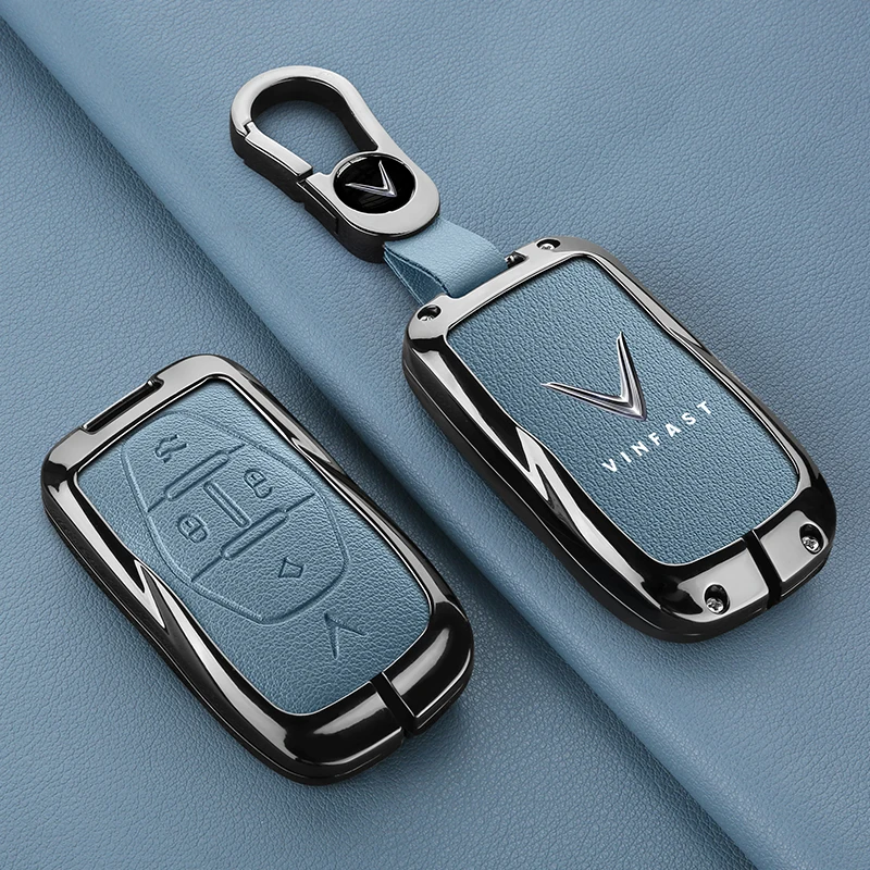 Zinklegierung Leder Autoschlüsseletui Fob Cover Schutz Halter Shell für Vietnam VINFAST VF8 V3 6 7 5 A2.0 Auto Schlüsselanhänger Zubehör Image