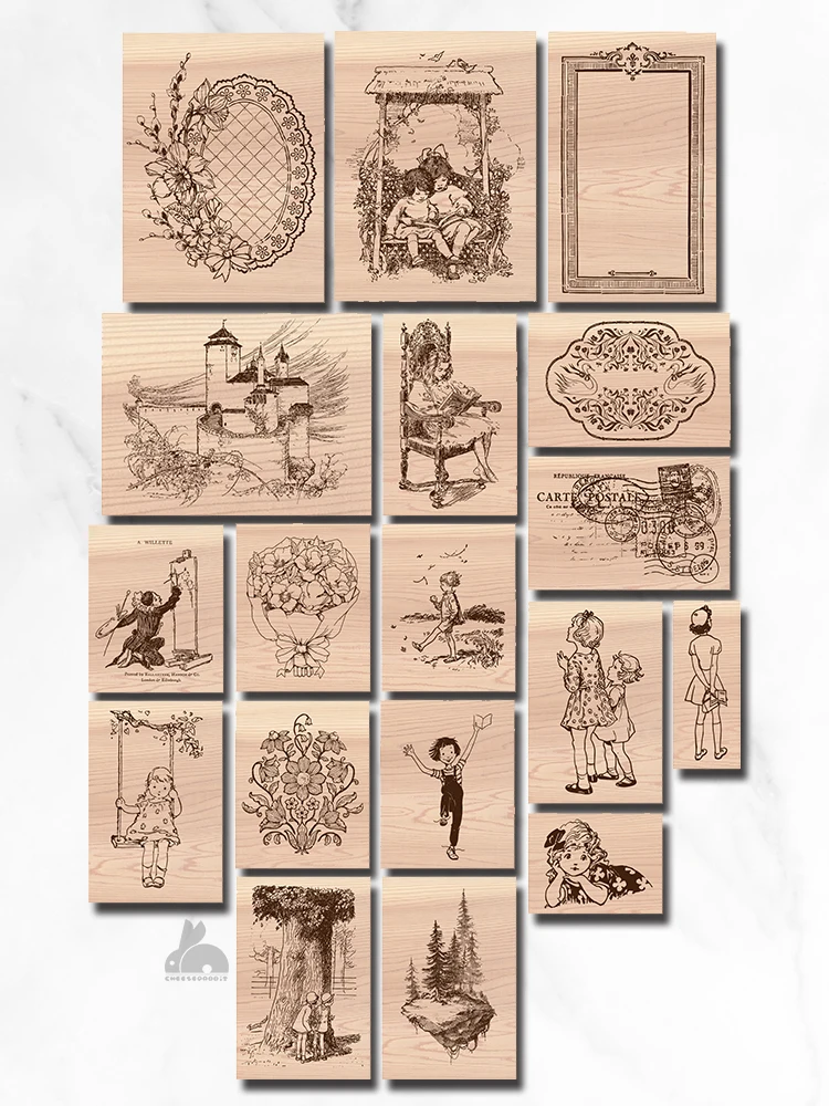 Vielseitige, leichte Retro-Stempel-Tagebuchdekoration für süße Mädchen im Vintage-Stil aus Holz Image