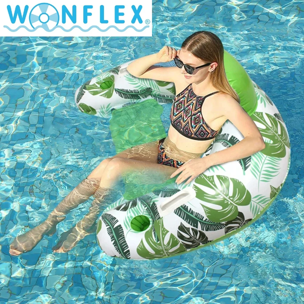 Aufblasbare Schwimmende Liege für Pool-Partys, Wasser-Hängematte, Luftmatratze, PVC Blattförmige U-Form Aufblasbare Schwimmliege Image