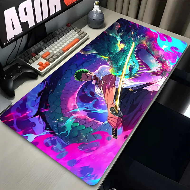 Mauspad, Notebook, One Piece, Zoro, große Tastaturmatte, rutschfestes Gummi, Computerteppich, Schreibtischunterlage, PC-Gamer-Mauspad, Jugendgeschenke Image