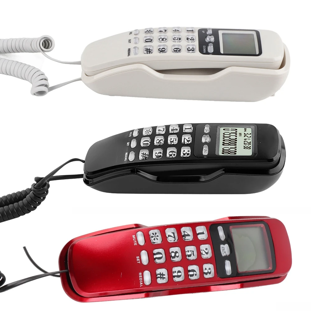 Phone Wired Telephone Mini Wall Telephone Home Hotel Incoming Caller ID LCD Display Landline