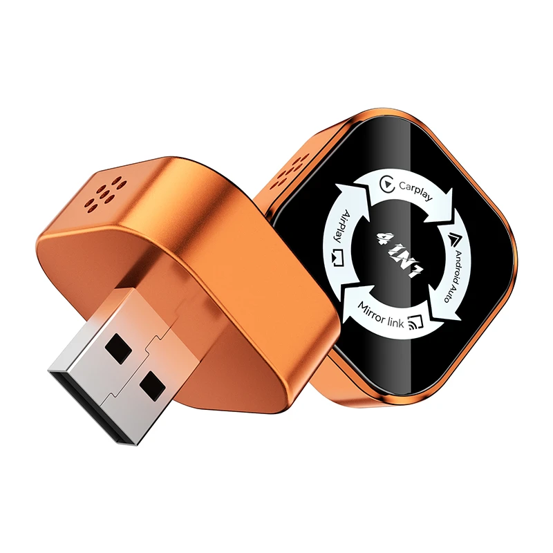 4-in-1 kabelloser CarPlay-Dongle, kabelloser Android-Auto-Adapter, intelligente Auto-Systeme, AI Smart Box für Auto mit kabelgebundenem CarPlay