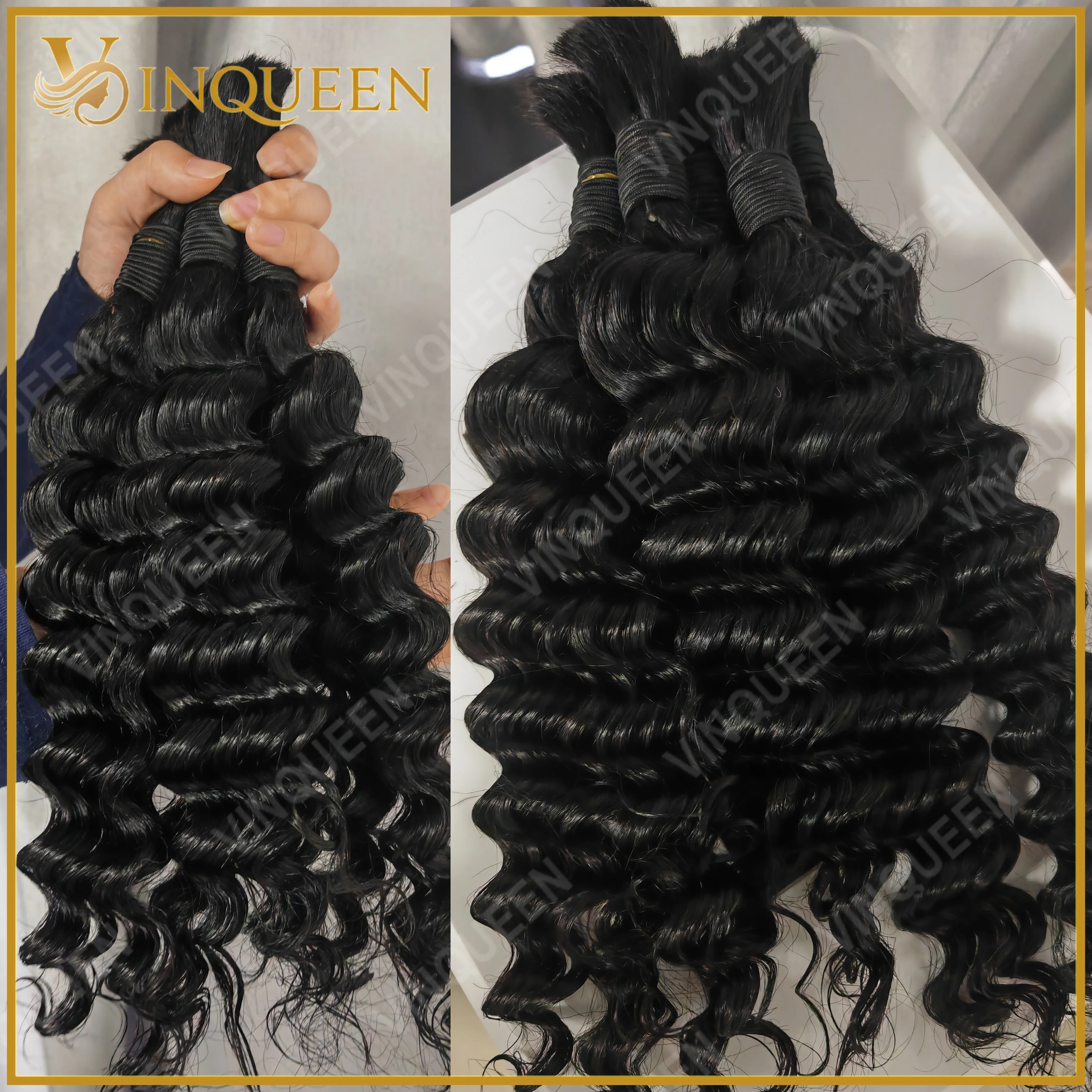 Capelli Umani per Trecce Deep Wave Senza Trama, Capelli Ricci Profondi per Trecce Boho, Capelli Vergini Brasiliani 100% Umani Deep Wave per Trecce Boho