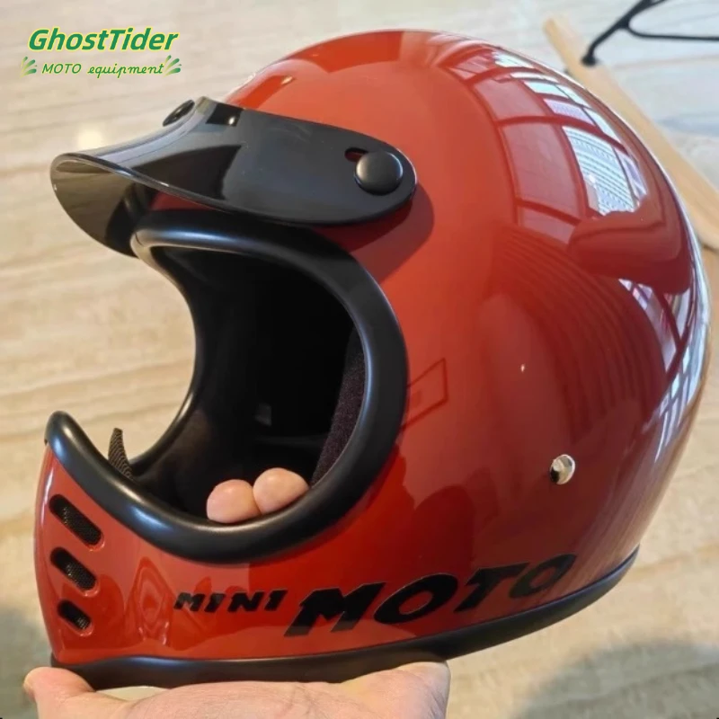 Motorradhelm Retro Vollhelm Spitzglasfaserverstärkter Helm Männer und Frauen Cruise Motorrad Sommerreiten Image