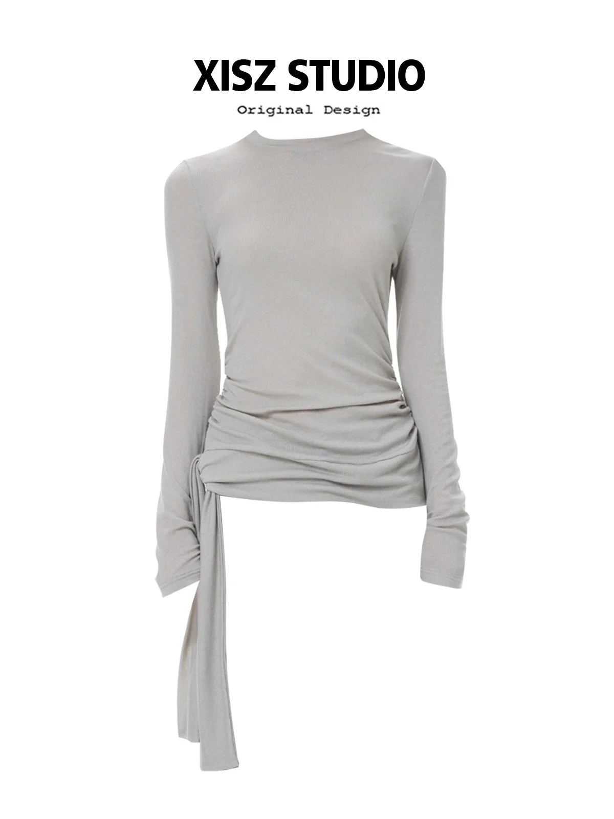 Women Grey Torn T-shirt Harajuku Korean Y2k Tees Top Vintage 90s Aesthetic Long Sleeve T-shirt 2000s Trashy Fashion Clothes 2024